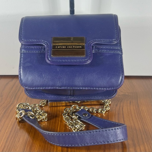 Zac Posen Z Spoke Mini Leather Crossbody Bag Purple Good Condition - Picture 1 of 11